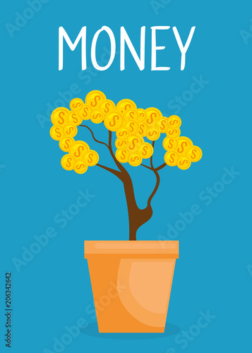 plant with coins money vector illustration design