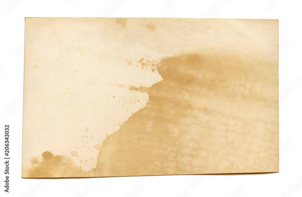 Vintage and antique art concept. Front view of blank old aged dirty frame with stains isolated on a white background.