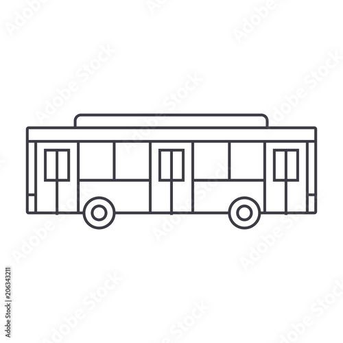 Bus thin line icon, vector illustration. Bus linear concept sign.