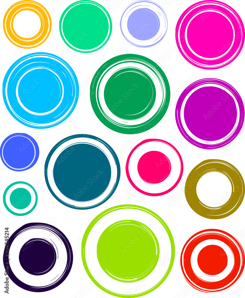 Big set of colorful very bright grunge templates for rubber stamps Big set of colorful very bright grunge templates for rubber stamps