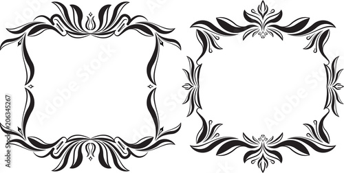 Pair of decorative floral vector frame.