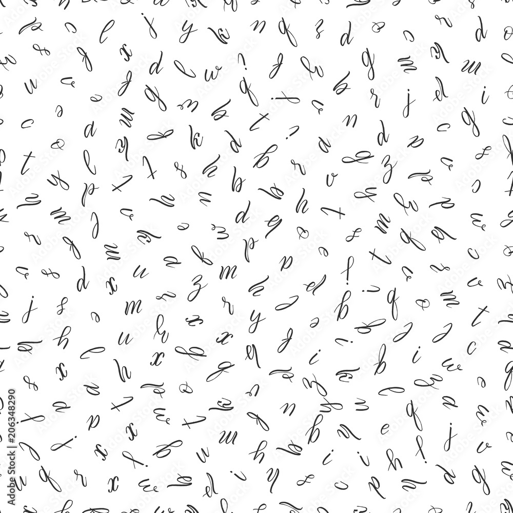 Vector seamless pattern with painted letters of the alphabet.