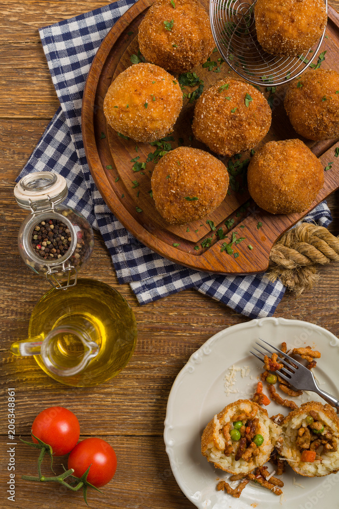 Rice balls with minced meat. Rice balls with minced meat.