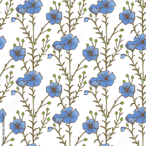 Colored Flax Pattern in Hand Drawn Style