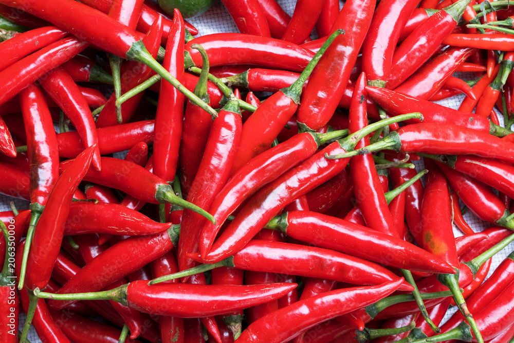 Red chillies close-up for background