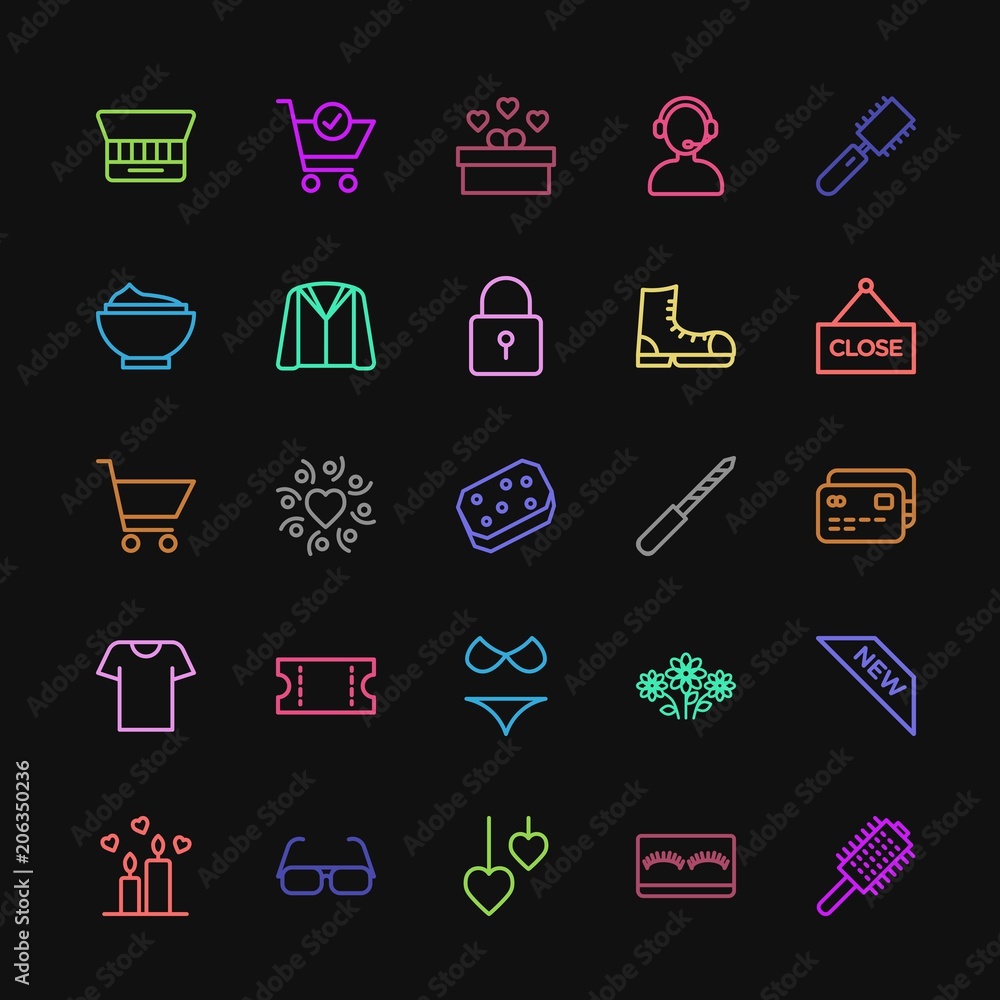 Φωτογραφία Modern Simple Colorful Set of clothes, shopping, valentine, beauty and cosmetics Vector outline Icons