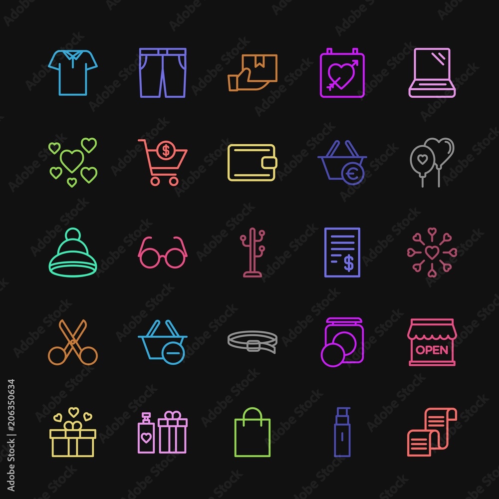 Φωτογραφία Modern Simple Colorful Set of clothes, shopping, valentine, beauty and cosmetics Vector outline Icons