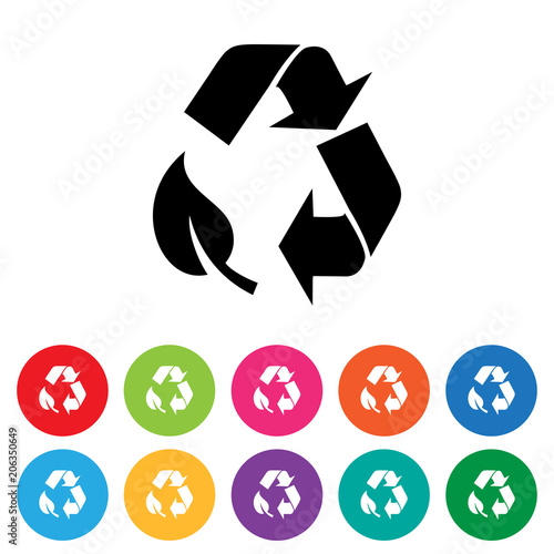 Recycling symbol icon set photo