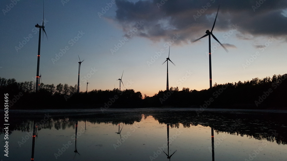Nice Landscape Windmills Lake Germany