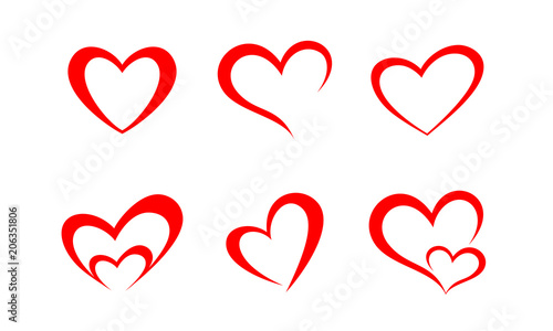 Simple minimalist hearts love silhouette