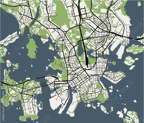 map of the city of Helsinki, Finland