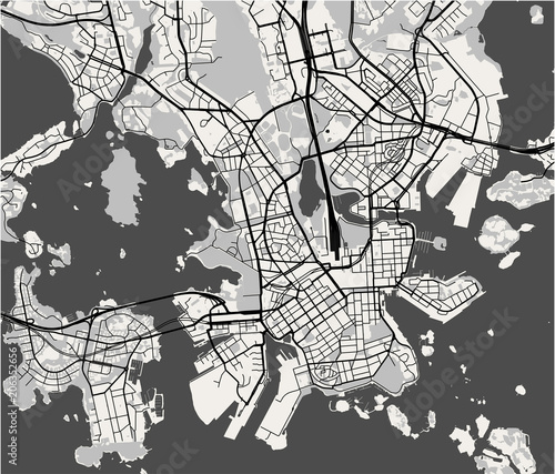map of the city of Helsinki, Finland