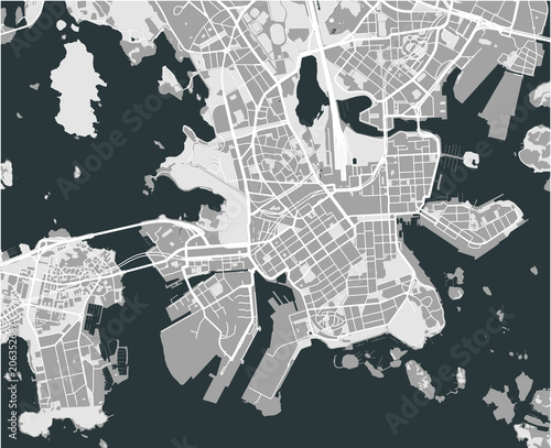 map of the city of Helsinki, Finland