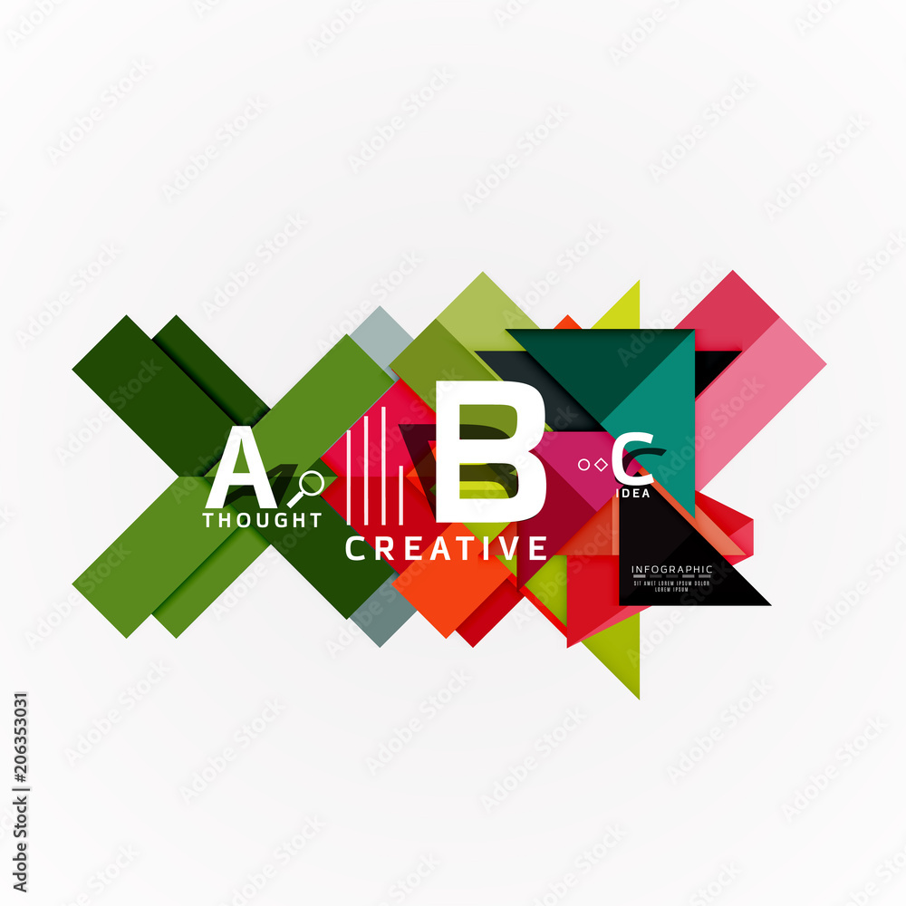 Abstract geometric option infographic banners, a b c steps process Abstract geometric option infographic banners, a b c steps process