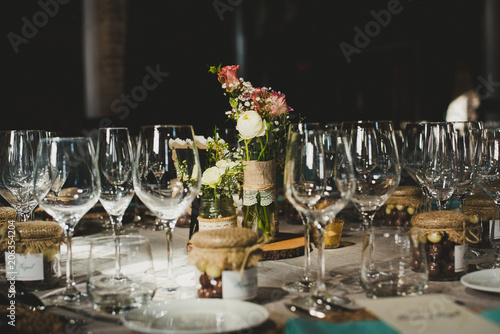 wedding cutlery and centerpiece photo