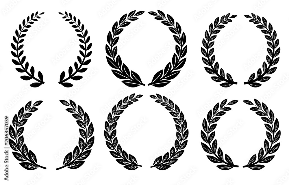 Beautiful decorative laurels vector set Beautiful decorative laurels vector set