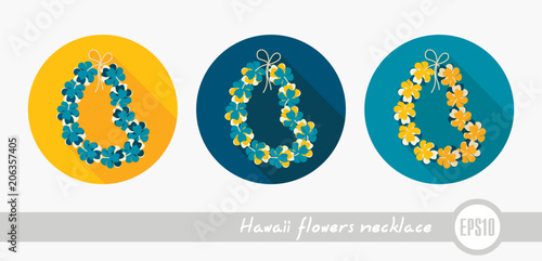 Hawaii flowers necklace, wreath icon. Vacation