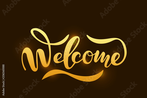 Hand sketched Welcome lettering typography. Drawn art sign. Motivational text.