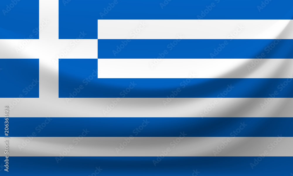 Waving national flag of Greece. Vector illustration Waving national flag of Greece. Vector illustration