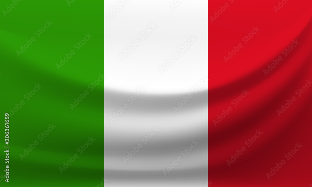 Waving national flag of Italy. Vector illustration