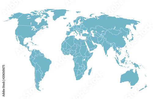 World map in perspective. Vector illustration