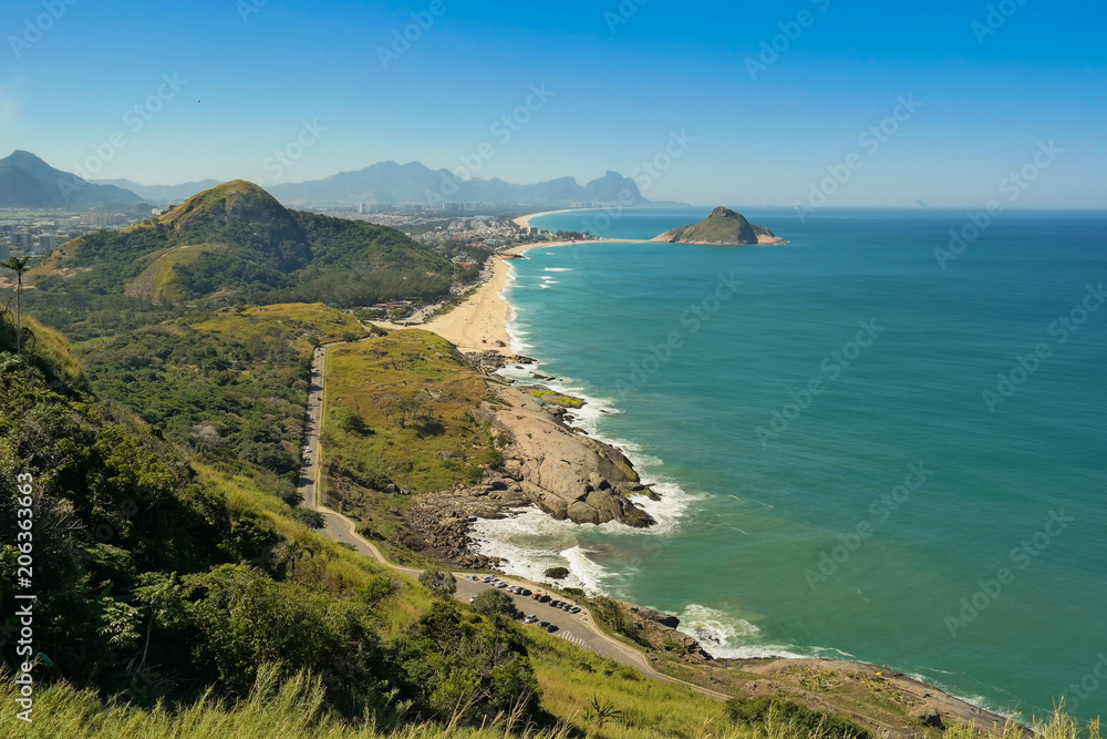 Rio de Janeiro beach, green and landscape - Grumari in Rio de Janeiro, Brazil