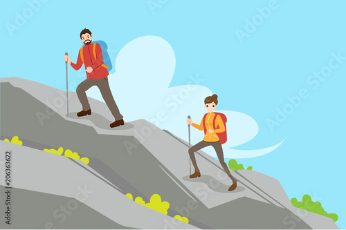 couple climbing mountain