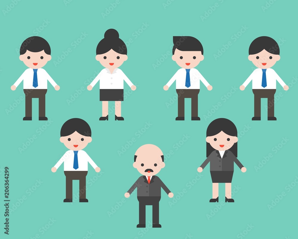 Business man character set, flat design about business situation concept Business man character set, flat design about business situation concept