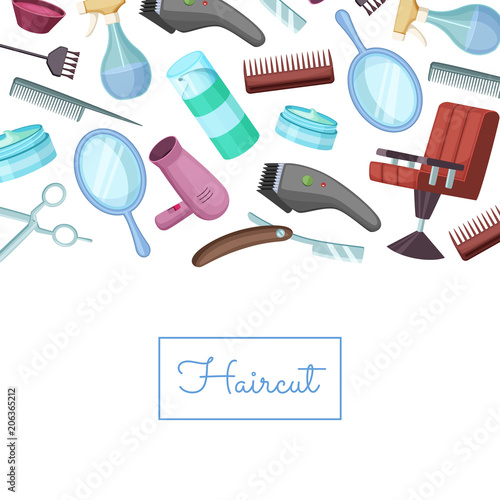 Vector hairdresser or barber cartoon elements