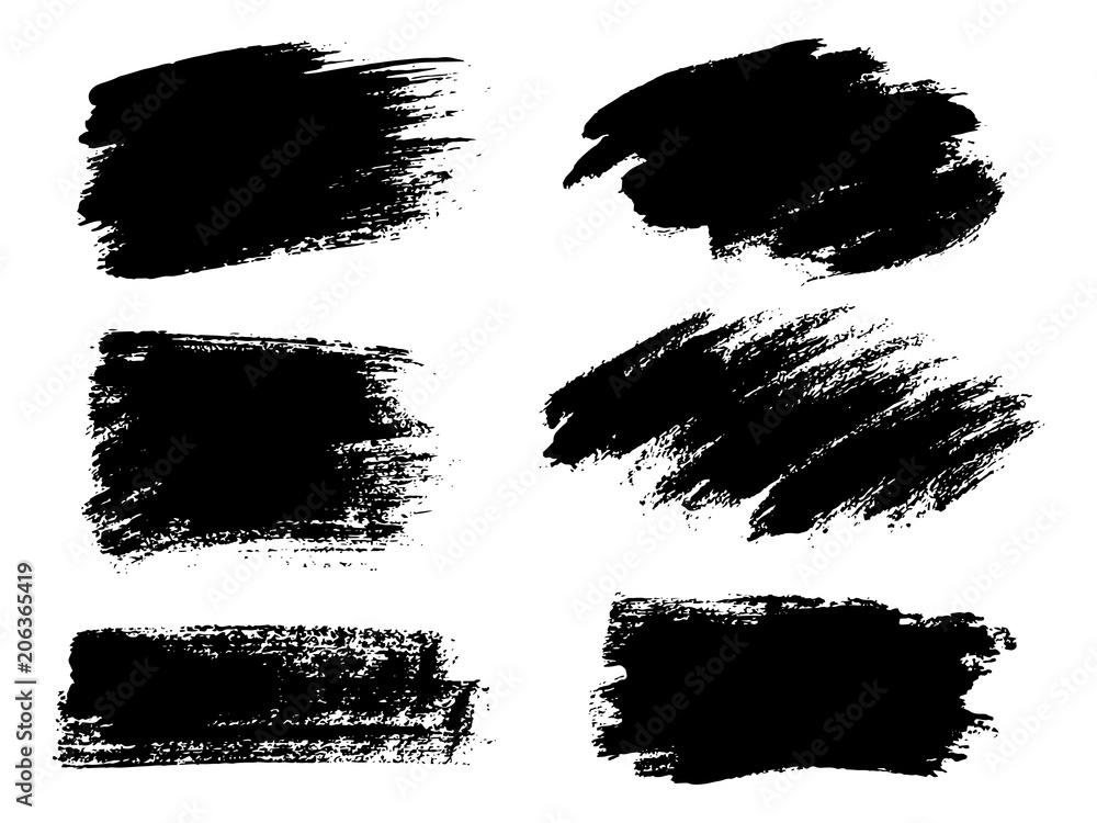 Painted grunge stripes set. Black labels, background, paint text - obrazy, fototapety, plakaty 