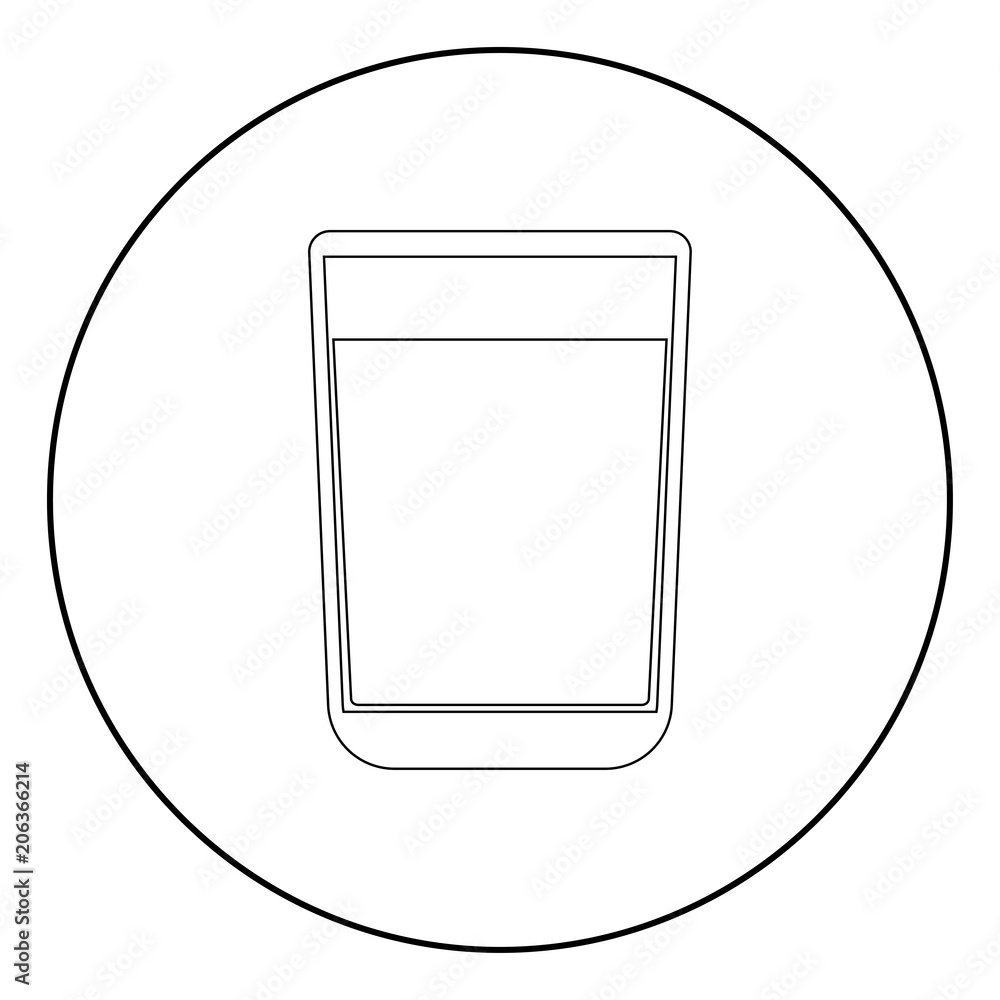 Glass with fluid the black color icon in circle or round Glass with fluid the black color icon in circle or round