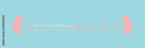 Pro-choice vs Pro-life. Illustration for opposing views on abortion.