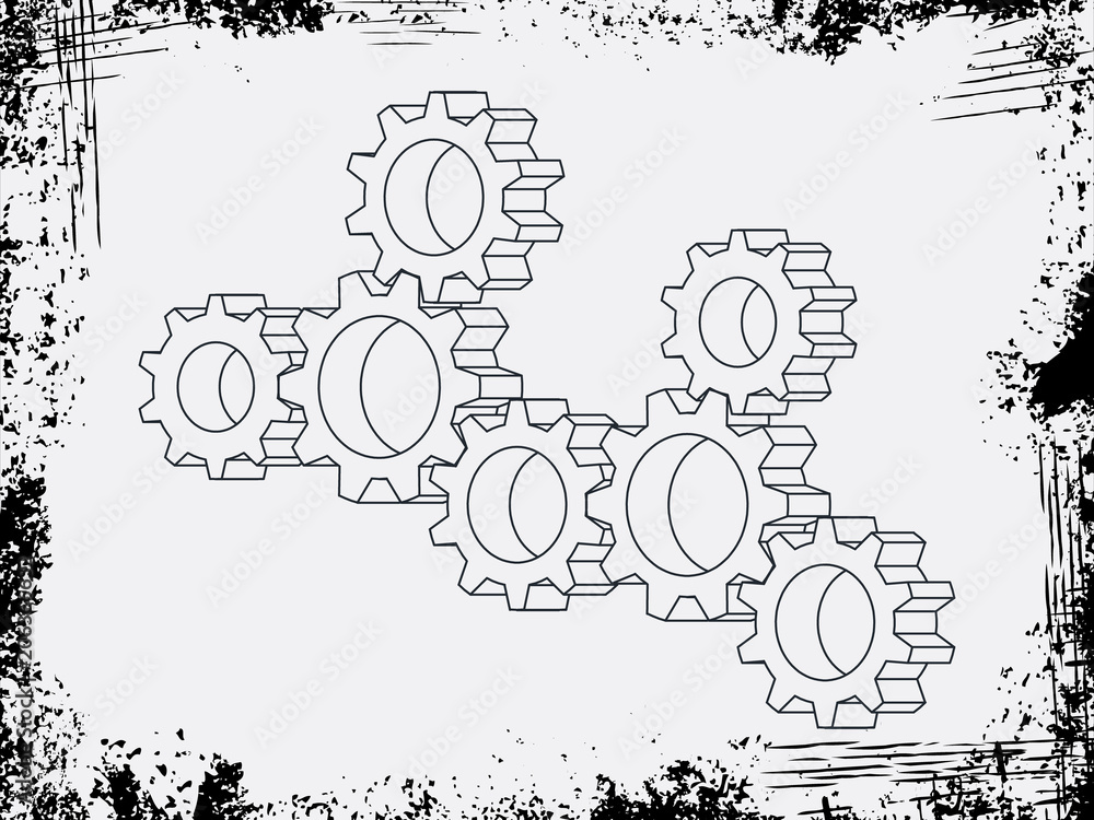 Obraz premium assembly vector gears with grunde frame on background pattern
