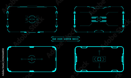 HUD Virtual Futuristic Elements User Screen Basic Interface Vector