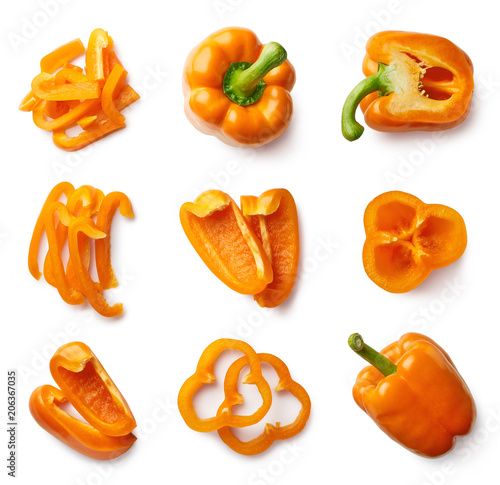 Set of fresh whole and sliced sweet pepper © baibaz