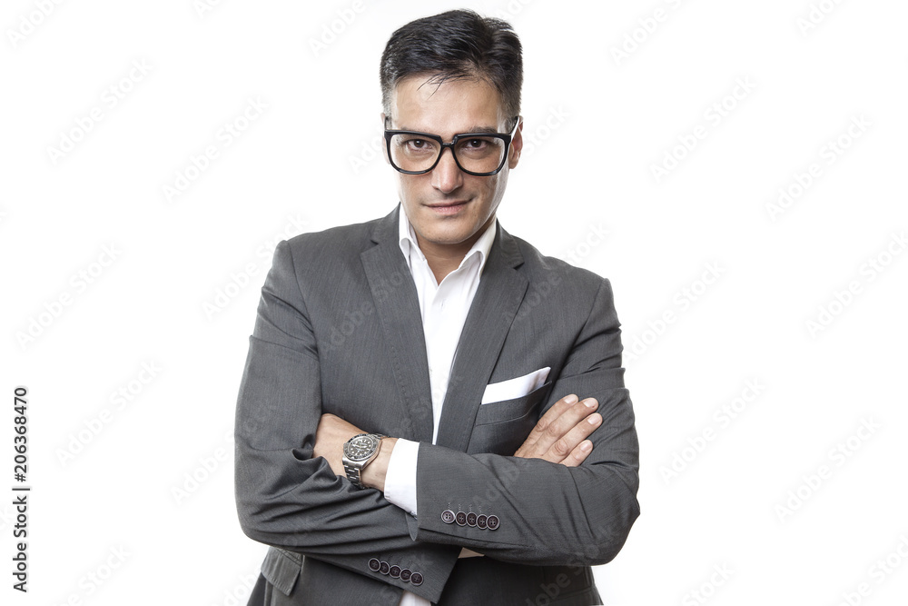 Portrait of a business man isolated on white background. Studio shot. Portrait of a business man isolated on white background. Studio shot.