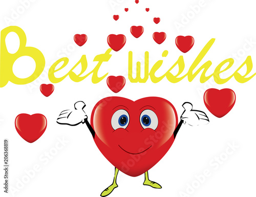 cuore felice sprigiona tanti cuori con auguri
