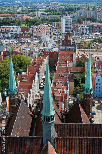 The panoramic view from the Gdansk cathedral of Saint Virgin  Poland