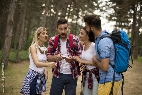 Group of young people hikin...