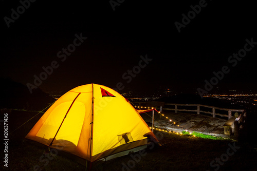 Camping tents on the mountain