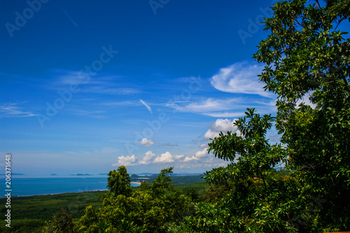 view of the sea on the southern top of Thailand.