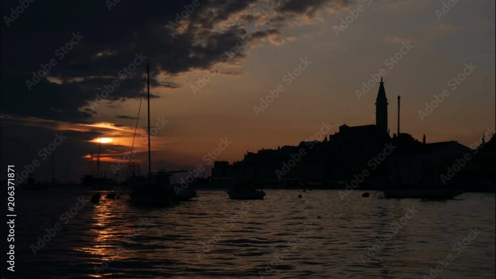 Time lapse sunset at waterfront Rovinj, Croatia Time lapse sunset at waterfront Rovinj, Croatia