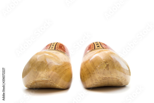 Dutch wooden clogs isolated on the white background