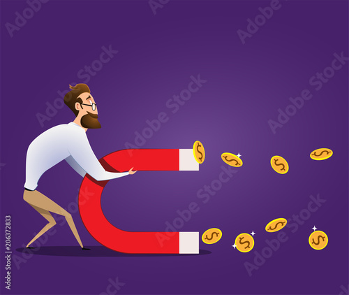 Business concept of businessman hold magnet