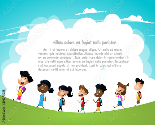 Group of children going to school