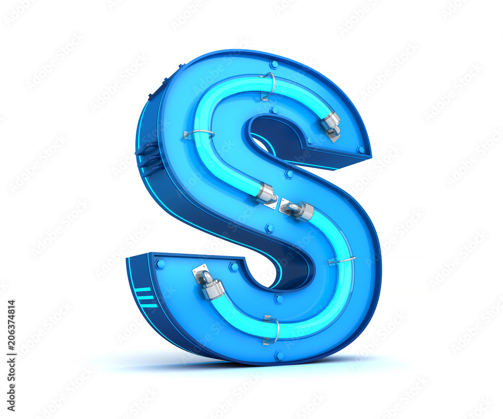Neon light alphabet 3d rendering with Clipping path Neon light alphabet 3d rendering with Clipping path