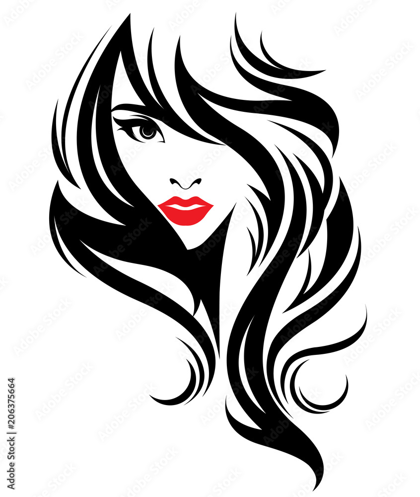 Beautiful women, logo women face makeup on white background, vector Beautiful women, logo women face makeup on white background, vector