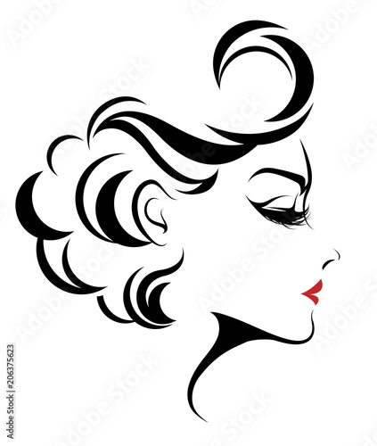 Beautiful women, logo women face makeup on white background, vector