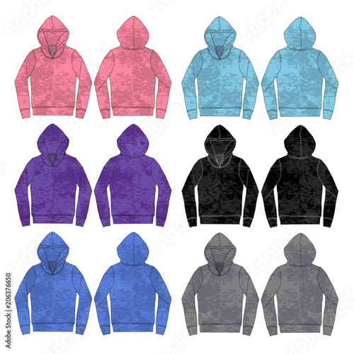 Vector template for colored Burnout style Pullover hoodies
