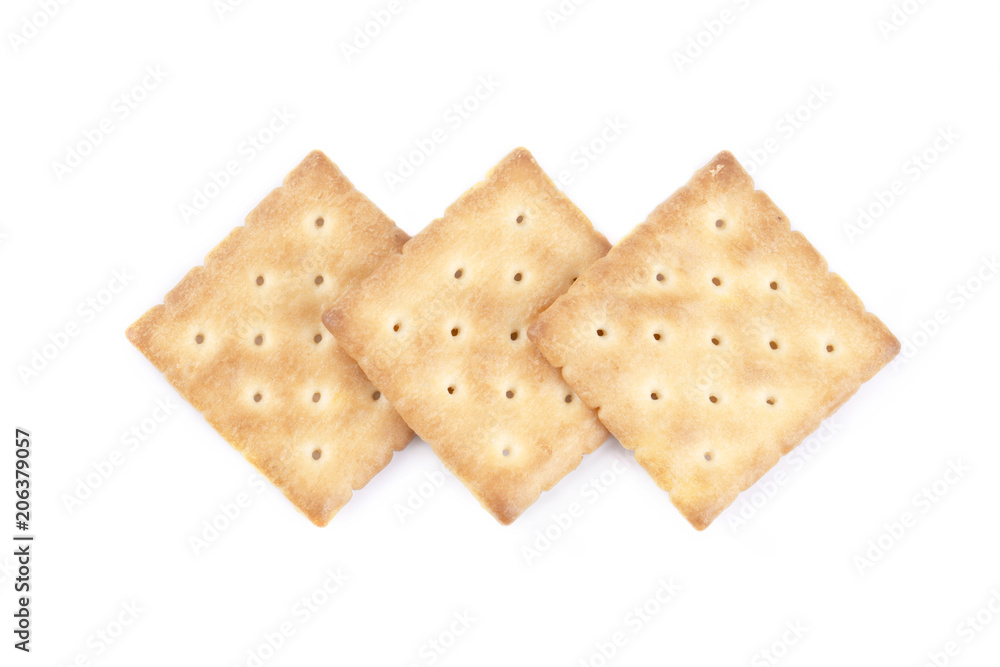 Square crackers cookies isolated on white background Square crackers cookies isolated on white background